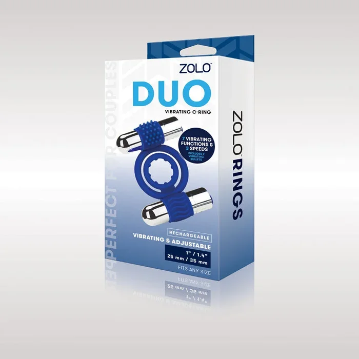 Zolo Rechargeable Duo Vibrating C-Ring – Blue USB Rechargeable Dual Vibrating Cock Ring